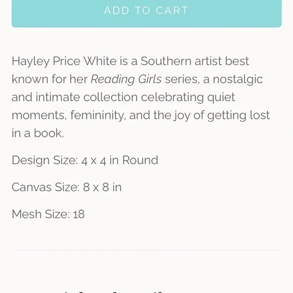 Reading Girl Round Needlepoint Canvas - Picture 3 of 3